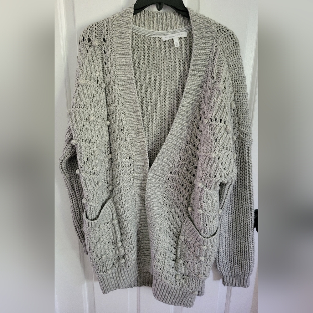 Victoria's Secret Chunky Cable Knit Wool Alpaca Gray Oversized Cardigan Medium